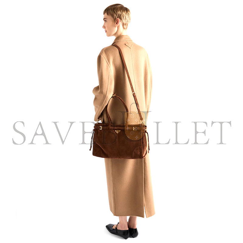 Pra*a bonnie large suede handbag 1ba433 (38*24*12cm)